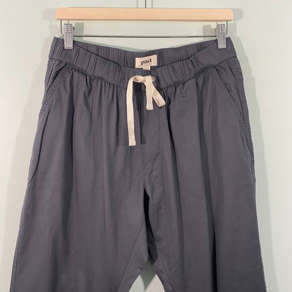 Pact Men Grey Twill Organic Cotton Pull On Straight Leg Pants Size L NWT - Picture 2 of 7